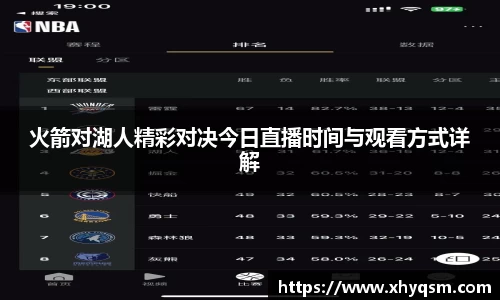 火箭对湖人精彩对决今日直播时间与观看方式详解